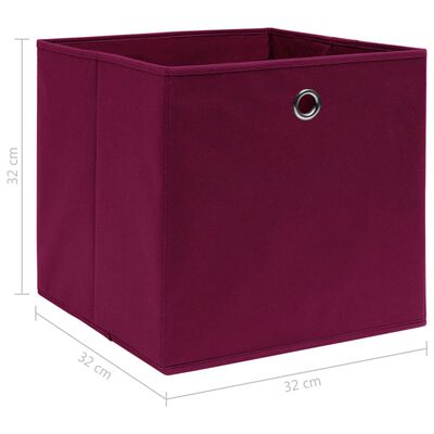 vidaXL Caixas de arrumação 4 pcs 32x32x32 cm tecido vermelho escuro