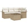 vidaXL Conjunto de Sof&aacute; de Jardim 5 unid. Bege vime PE