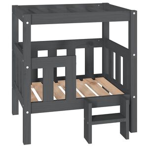 vidaXL Cama para c&atilde;es 65,5x50,5x70 cm madeira de pinho maci&ccedil;a cinza
