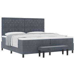 vidaXL Cama Box com colch&atilde;o Cinzento escuro 200 x 200 cm Veludo