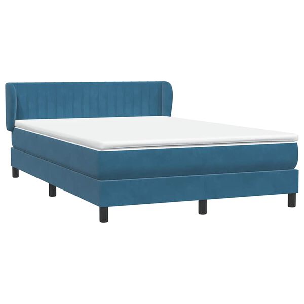 vidaXL Cama box spring com colch&atilde;o 160x210 cm veludo azul escuro