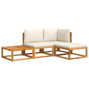 vidaXL Conjunto de sofás de jardim vidaXL de 4 peças com almofadas de madeira de acácia e vime