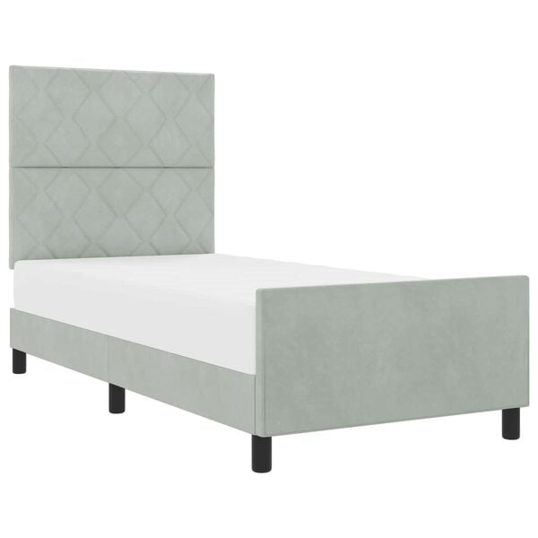 vidaXL Cama Box com cabeceira Cinzento-claro 90 x 190 cm Veludo