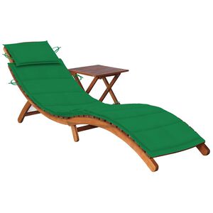vidaXL Espregui&ccedil;adeira de jardim com mesa e almofad&atilde;o ac&aacute;cia maci&ccedil;a