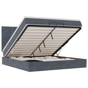 moldura de cama otomana vidaXL com colch&atilde;o cinza escuro veludo