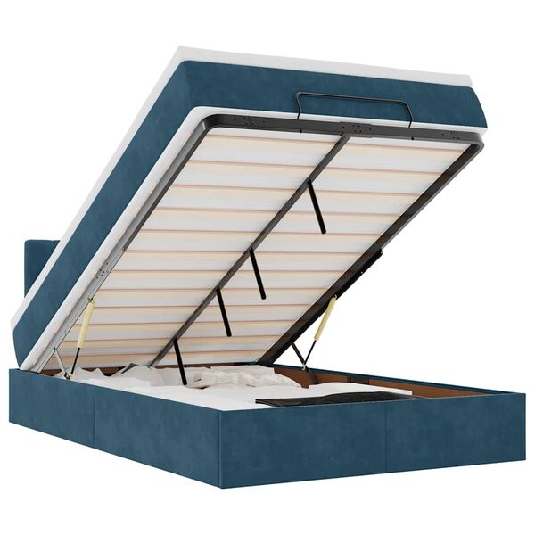 vidaXL Estrutura cama otomana colch&atilde;o 120x200cm veludo azul escuro