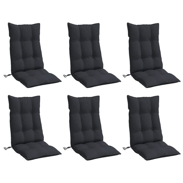 vidaXL Almofadões p/ cadeira encosto alto 6 pcs tecido oxford preto