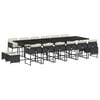 vidaXL 17 pcs conjunto de jantar p/ jardim c/ almofad&otilde;es vime PE preto