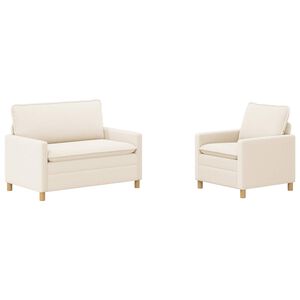 vidaXL Conjunto de Sof&aacute;s 2 unid. Creme Tecido