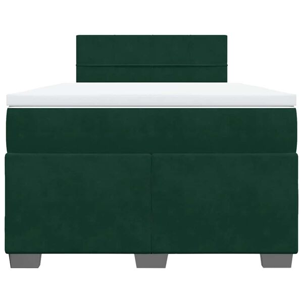 vidaXL Cama boxspring com colch&atilde;o 120x190 cm veludo verde-escuro