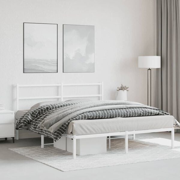 vidaXL Estrutura de cama com cabeceira 160x200 cm metal branco