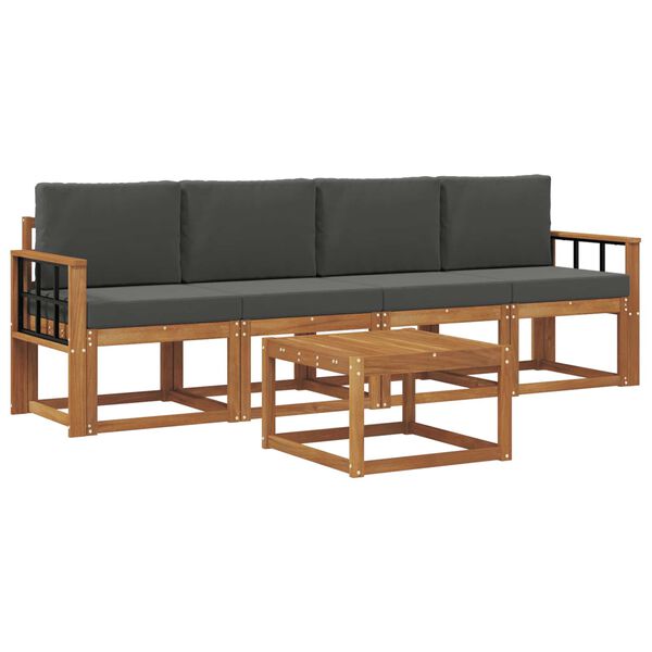 vidaXL Conjunto de Sof&aacute;s para Exterior 5 pcs Natural e Antracite