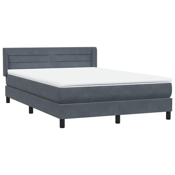 vidaXL Cama com molas/colch&atilde;o 140x210 cm veludo cinzento-escuro