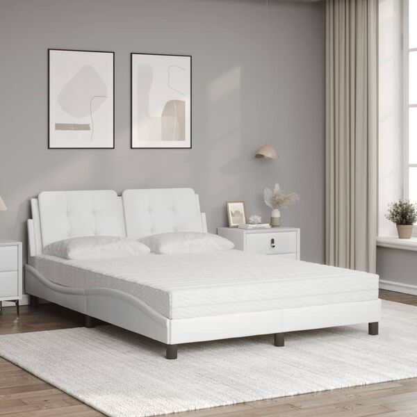 vidaXL Estrutura de cama sem colch&atilde;o Zadar 140x200 cm couro artificial branco