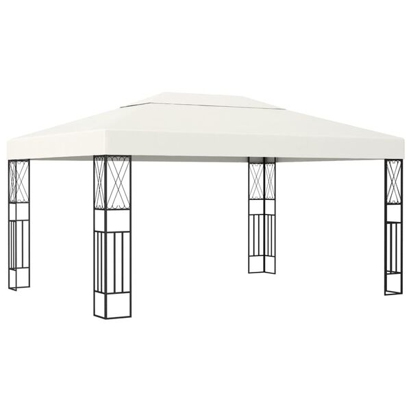 vidaXL Gazebo com cord&otilde;es de luzes LED 3x4 m tecido cor creme
