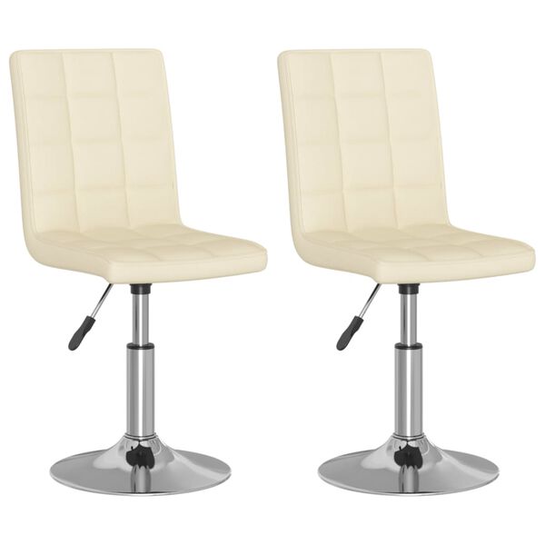 vidaXL Cadeiras de jantar girat&oacute;rias 2 pcs tecido cor creme