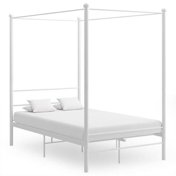 vidaXL Estrutura de cama com dossel 120x200 cm metal branco