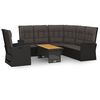 vidaXL 3 pcs conjunto lounge de jardim c/ almofad&otilde;es vime PE preto