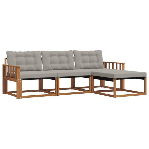 vidaXL Conjunto de Sof&aacute;s para Exterior 4 pcs Cinza Natural e Claro
