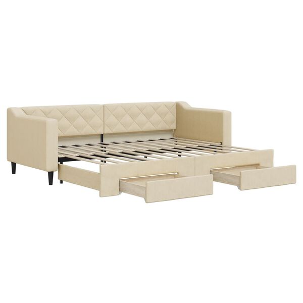 vidaXL Sofá-cama com gavetão e gavetas 80x200 cm tecido cor creme