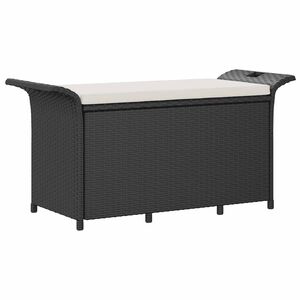 vidaXL Banco de jardim com almofad&atilde;o 116x46x57 cm vime PE preto