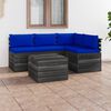 vidaXL 5 pcs conjunto lounge de paletes + almofad&otilde;es madeira de pinho