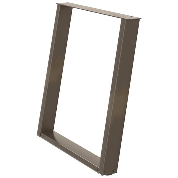 vidaXL P&eacute;s para mesa de jantar em formato de U, 2 pe&ccedil;as, a&ccedil;o natural, 80x(72-73) cm, a&ccedil;o