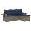 vidaXL Conjunto de sof&aacute; de jardim com 4 pe&ccedil;as e almofadas em rattan sint&eacute;tico cinza