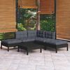 vidaXL 6 pcs conjunto lounge de jardim c/ almofad&otilde;es pinho preto