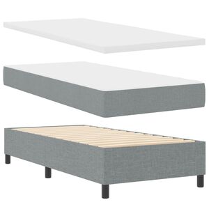 vidaXL Cama Box com colch&atilde;o com led Cinzento-claro 90 x 190 cm tecido
