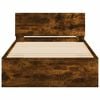 vidaXL Estrutura cama c/ cabeceira/luzes LED 100x200cm carvalho fumado