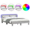 vidaXL Estrutura cama c/ cabeceira/luzes LED 140x190cm cinzento sonoma