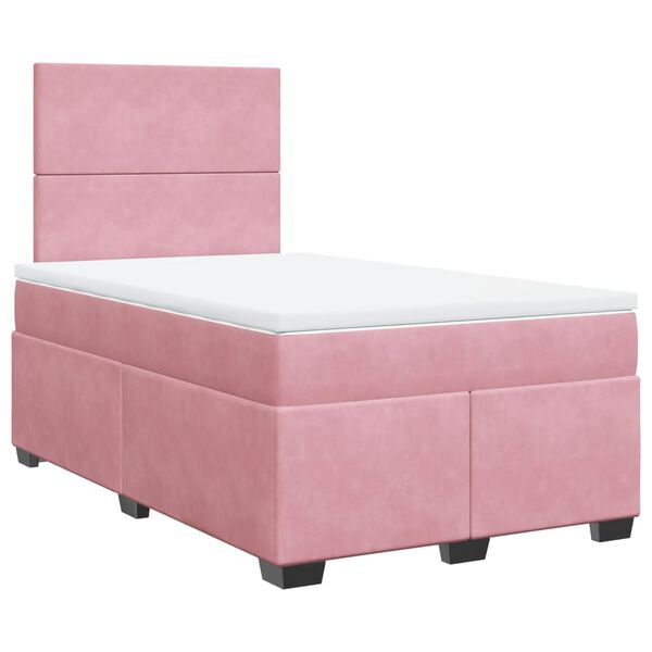 vidaXL Cama boxspring com colch&atilde;o 120x190 cm veludo rosa