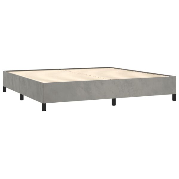 vidaXL Cama com molas/colch&atilde;o 200x200 cm veludo cinzento-claro