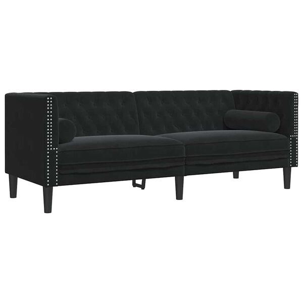 vidaXL Sof&aacute; de Sala de Estar 2 pcs Preto 194 x 74,5 x 70,5 cm Veludo