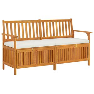 vidaXL Banco de arruma&ccedil;&atilde;o c/ almofad&atilde;o 148 cm madeira de ac&aacute;cia maci&ccedil;a