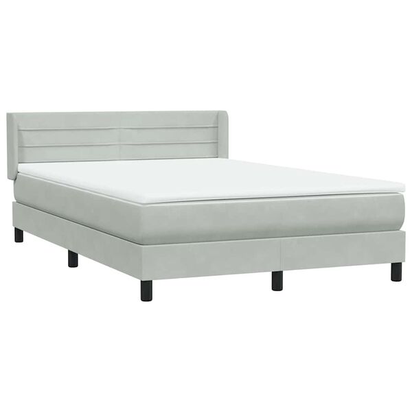 vidaXL Cama com molas/colch&atilde;o 160x220 cm veludo cinzento-claro