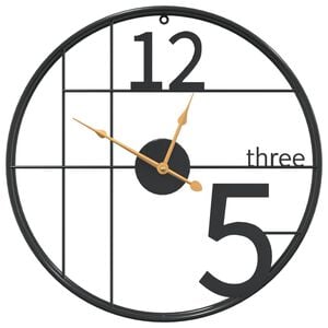 vidaXL Relógio de parede Ø50 cm ferro preto