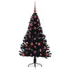 vidaXL &Aacute;rvore de Natal Artificial Pr&eacute;-iluminada Preto 120 cm PVC