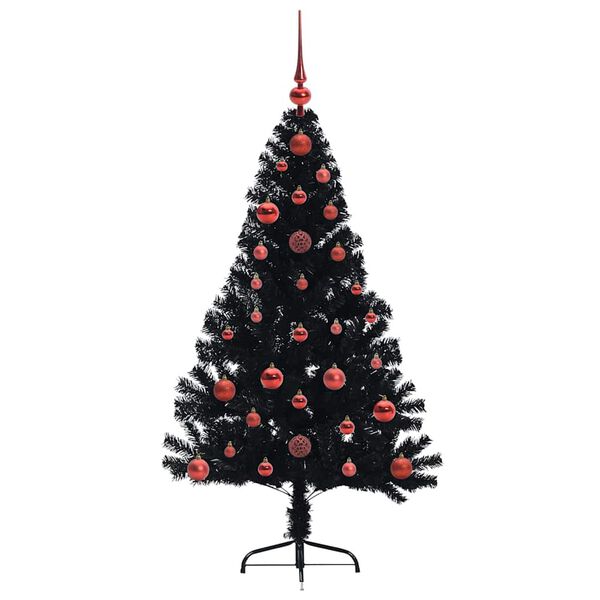 vidaXL &Aacute;rvore de Natal Artificial Pr&eacute;-iluminada Preto 120 cm PVC