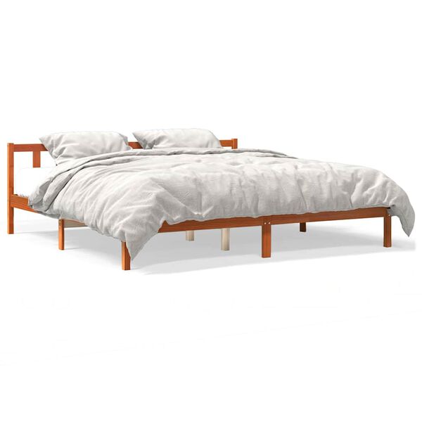 vidaXL Cama sem colchão 200x200 cm pinho maciço castanho-mel