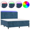 vidaXL Cama box spring c/ colch&atilde;o/LED 160x200 cm veludo azul-escuro