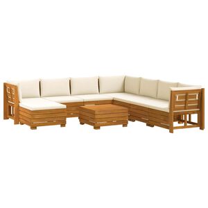 vidaXL Conjunto de Sof&aacute;s para Exterior com almofada 9 Pe&ccedil;a Castanho