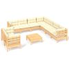 vidaXL 10 pcs conjunto lounge jardim c/ almofad&otilde;es creme pinho maci&ccedil;o