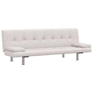 vidaXL Sof&aacute;-cama ajust&aacute;vel c/ 2 almofadas couro artificial branco nata