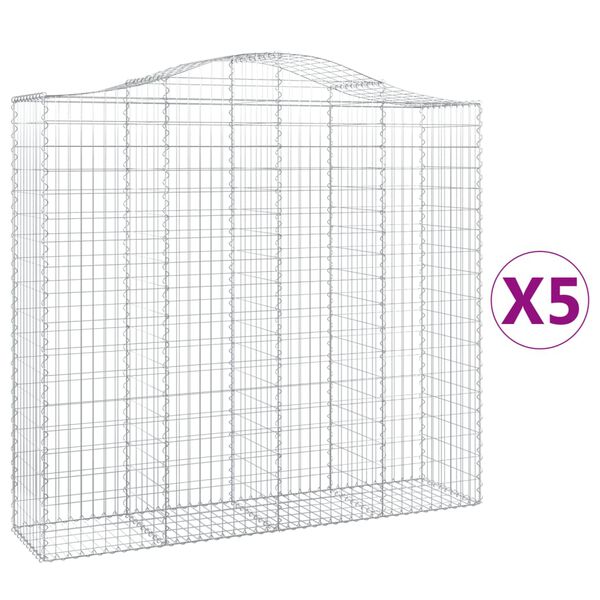 vidaXL Cestos gabi&atilde;o arqueados 5pcs 200x50x180/200cm ferro galvanizado