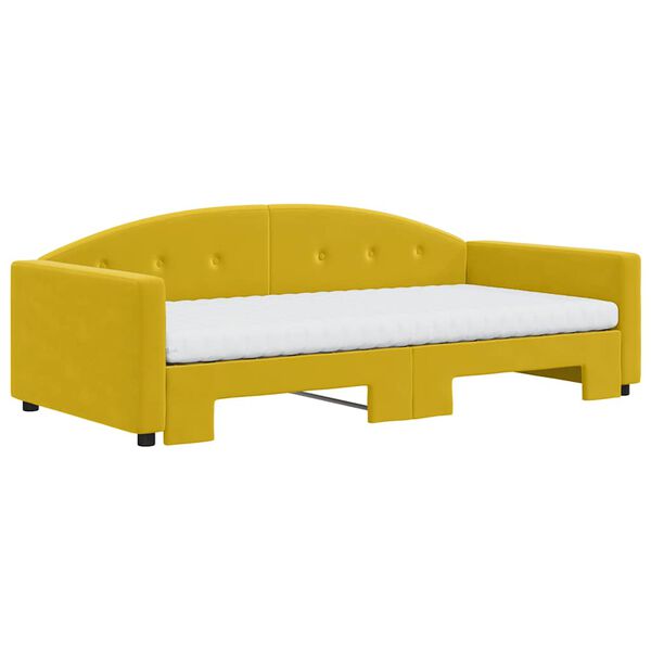 vidaXL Sof&aacute;-cama com gavet&atilde;o e colch&otilde;es 100x200 cm veludo amarelo
