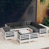 vidaXL 12 pcs conj. lounge de jardim c/ almofad&otilde;es pinho maci&ccedil;o branco