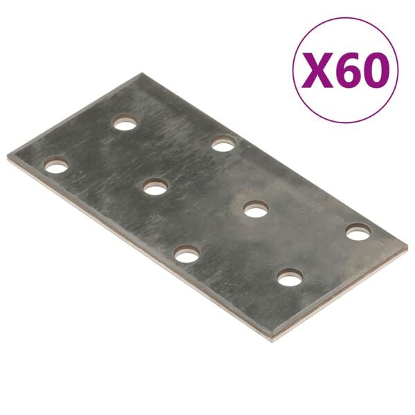 vidaXL Chapas perfuradas 60 pcs 2 mm 80x40 mm aço galvanizado