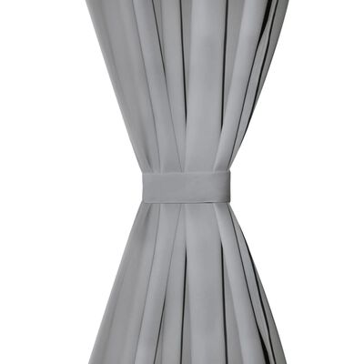 vidaXL Cortinas de cetim com presilhas 2 pcs 140x175 cm cinzento